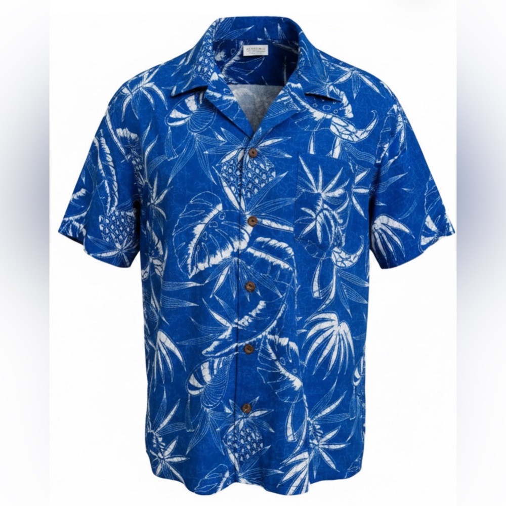 Polo Ralph Lauren Classic Fit Hawaiian Camp Shirt Men’s Size Medium Blue